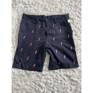 Kith NYC White Label Bolt Shorts Navy Blue/Salmon Size 30